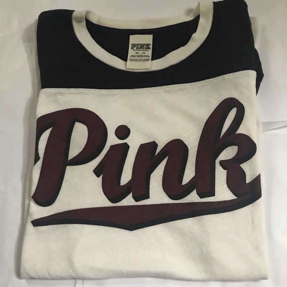 PINK Victoria's Secret Tops - PINK Tee Shirt XS black, white and Maroon logo